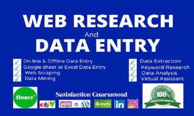 I Will Do Any Kind of Data Entry, Scraping, Mining, and Web Research