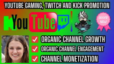 Will Do Organic YouTube Gaming, Twitch, Kick, Facebook Live Stream Video Promotion