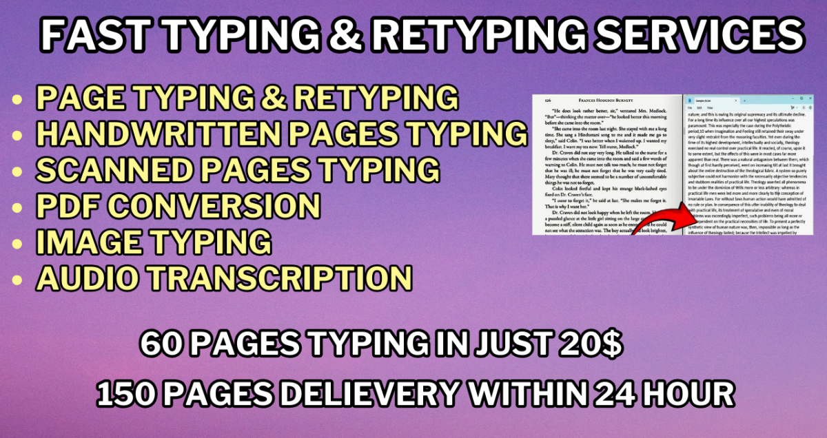 I Will Professionally Type or Retype Pages with Accuracy