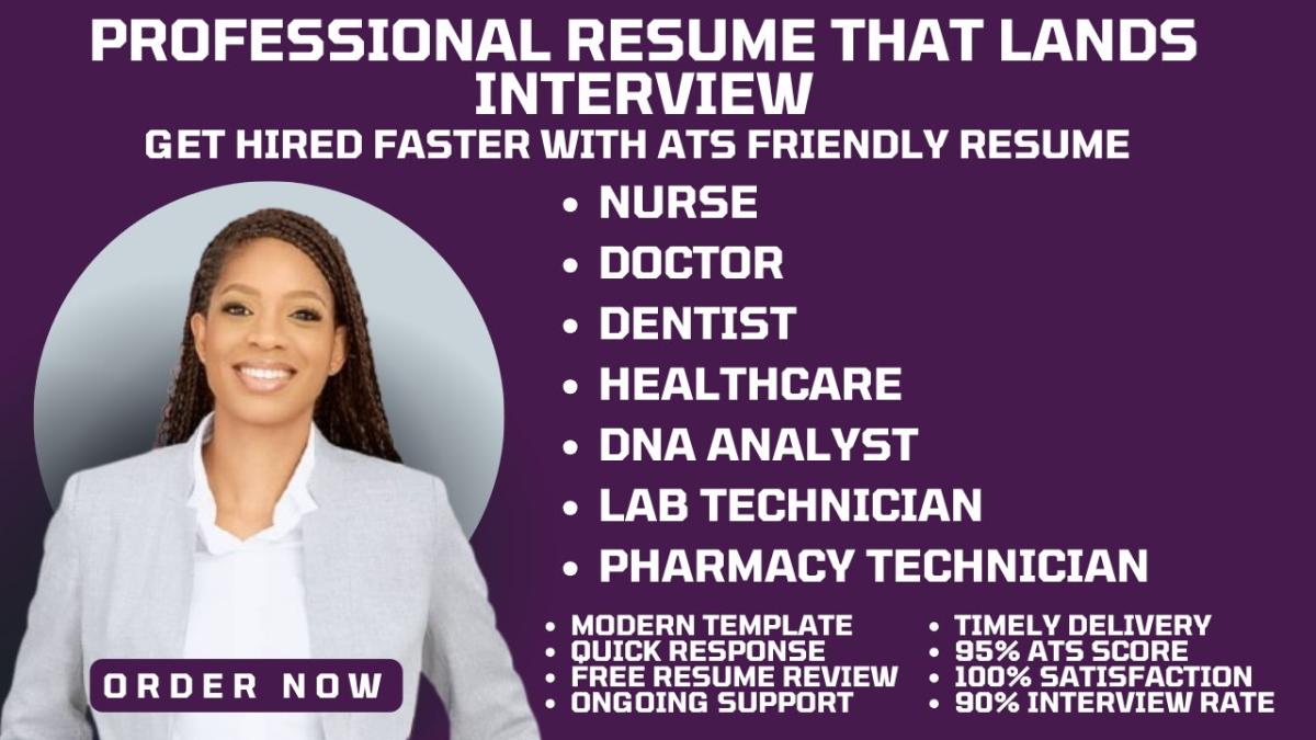 I will write a lab technician, DNA analyst, pharmacy technician, healthcare resume