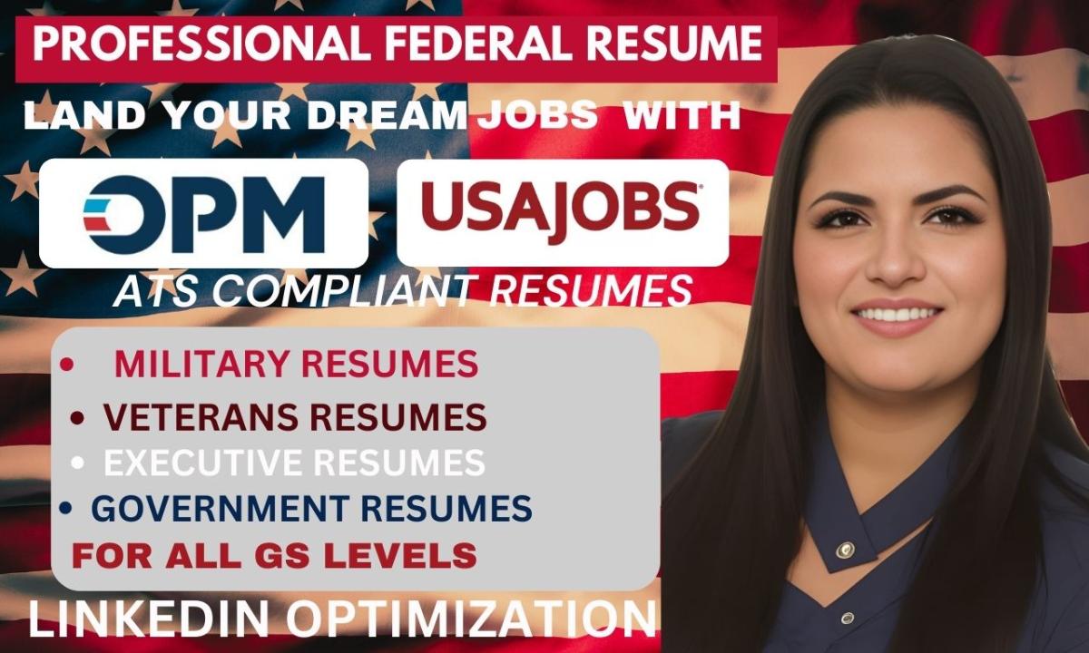 I will write professional resume writing federal resume writing, resume cv for usajobs