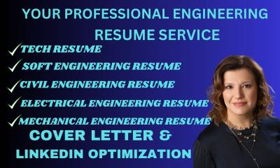 I will write ats engineering resume, software engineering resume, tech resume