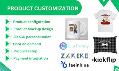 I Will Create Premium TeeInBlue Customily Zakeke and Zepto Design 2D 3D Model