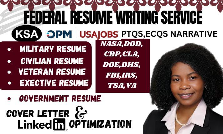 I will write professional ats federal resume writing ecq executive military resume