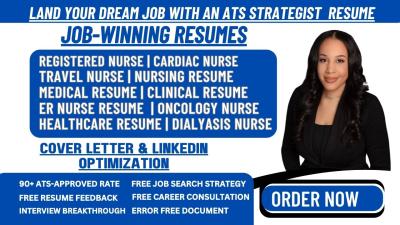 I will write registered nurse resume, cardiac nurse, travel nurse, nursing resume