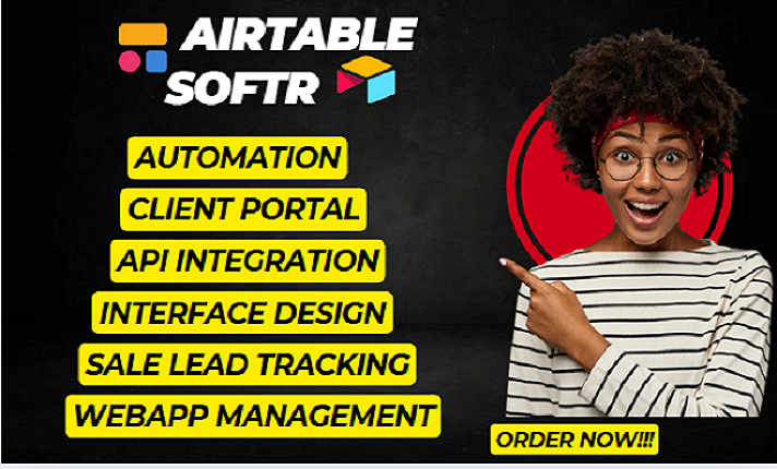 I will do airtable interface, airtable automation,airtable database,client portal,softr