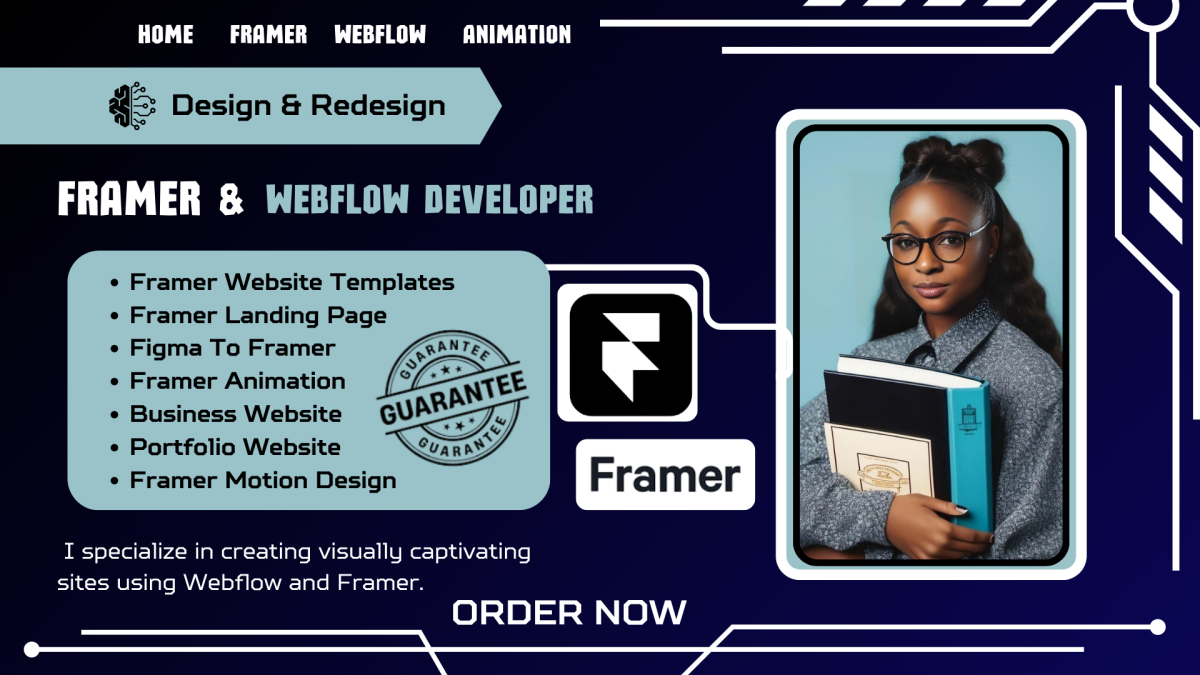 I will framer webflow expert to design stunning website framer template framer website