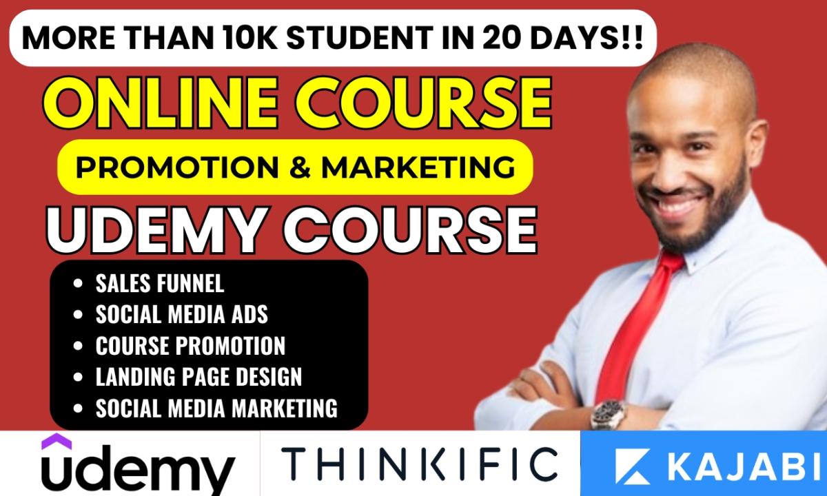 I will online course promotion, udemy health and fitness course marketing, sales funnel