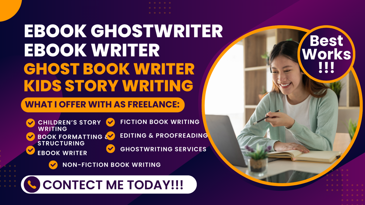 I will book writer ebook ghostwriter ebook writer ghost book writer kids story writing