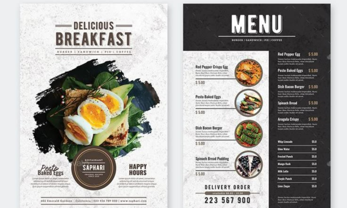 I will design unique restaurant menu and food menu, digital menu restaurant menus