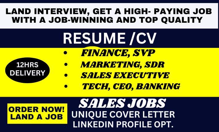 I will write ats sales resume, sdr and marketing resume, accounting tech sales resume