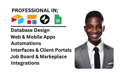 I will create database, apps, client portals, with airtable softr, glide, google sheet