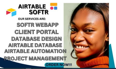 I will setup airtable database softr airtable, softr io webapp, airtable automation