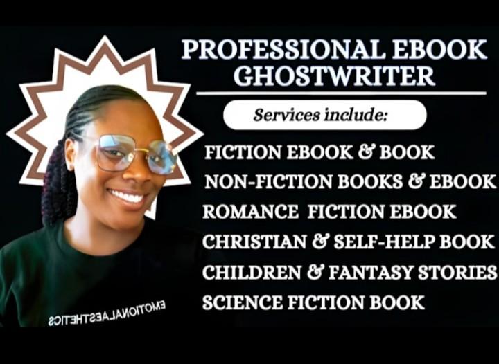 I Will Ghostwrite Fiction eBook, Children’s Book, Christian Non-Fiction, and Ghostwriting Services