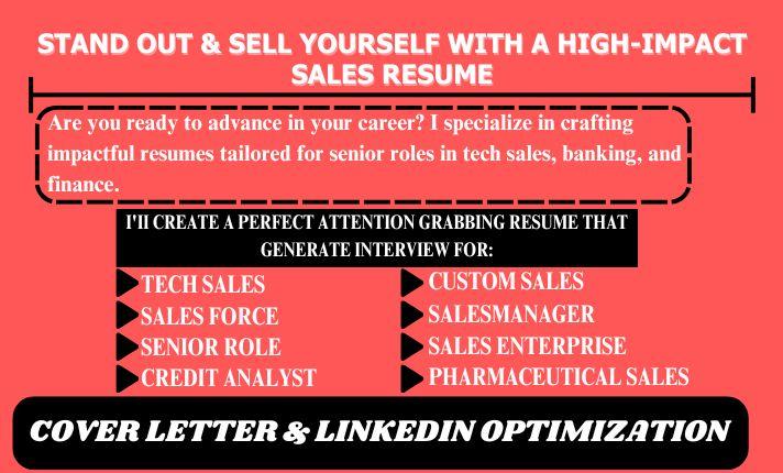 I Will Create a Professional ATS-Compatible Resume or CV for Sales, Finance, Tech, and Marketing Jobs