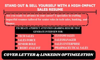I Will Create a Professional ATS-Compatible Resume or CV for Sales, Finance, Tech, and Marketing Jobs