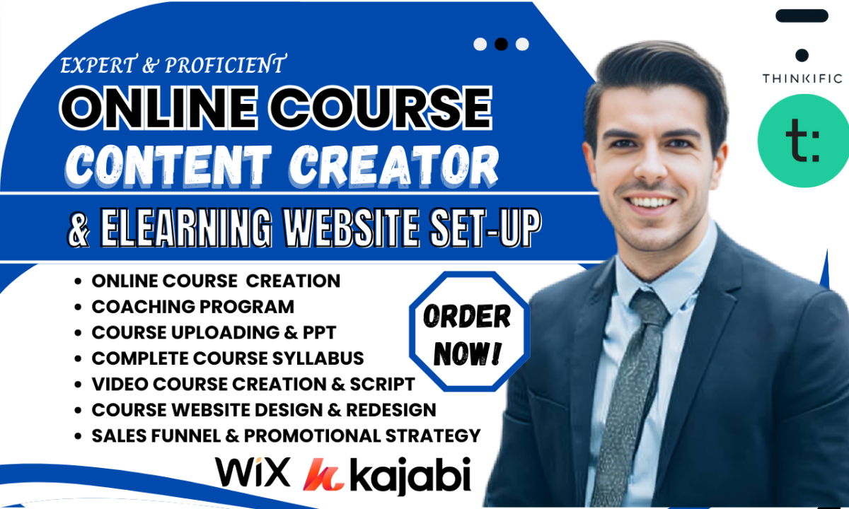 I Will Create Online Course Content, Syllabus, PPT, Kajabi Coaching Program, and Sales Funnel