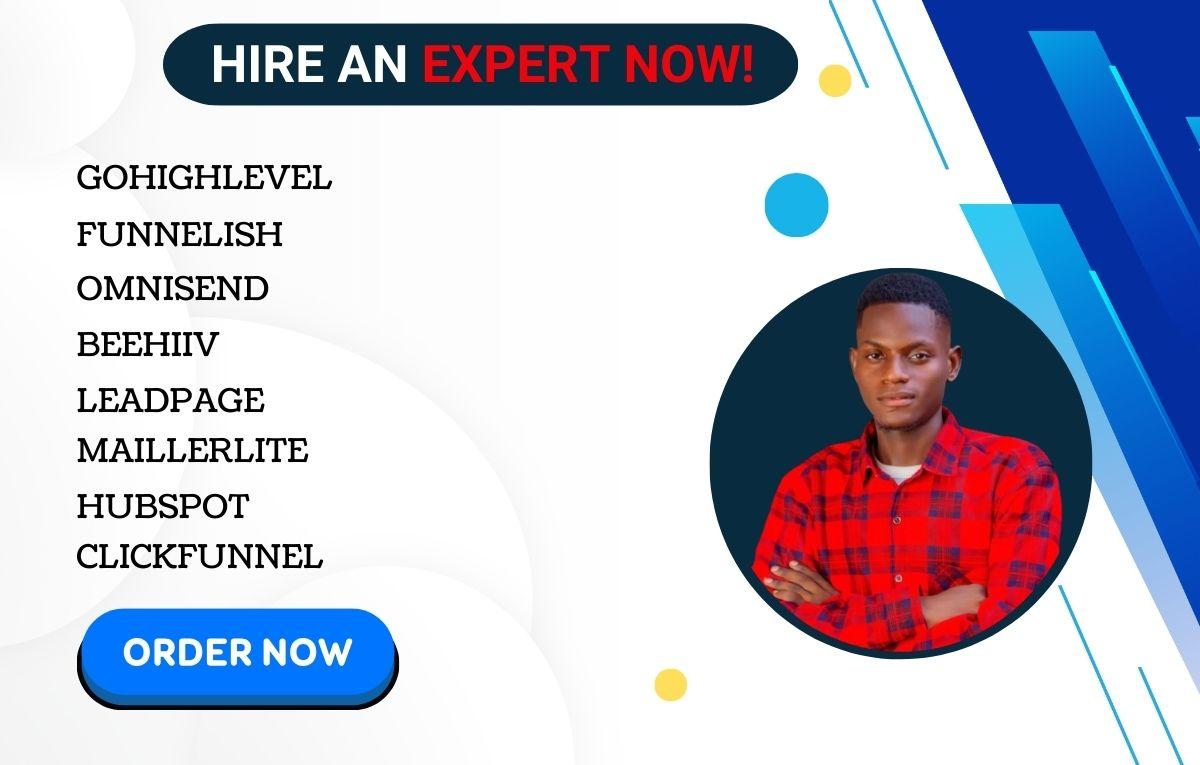 I Will Create High-Converting Websites and Funnels Using GoHighLevel, Omnisend, Beehiiv, Leadpages, HubSpot, Wix, and ClickFunnels