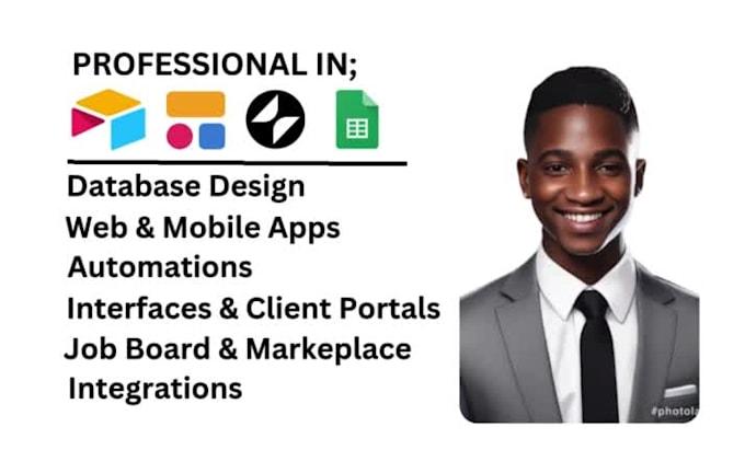 I Will Create Databases, Apps, and Client Portals Using Airtable, Softr, Glide, and Google Sheets