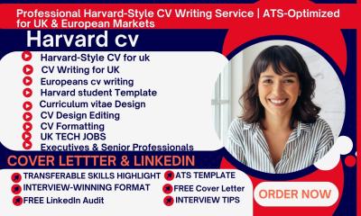 I Will Craft an ATS-Optimized Harvard Style CV for UK and European Applications, Including Harvard Student CVs