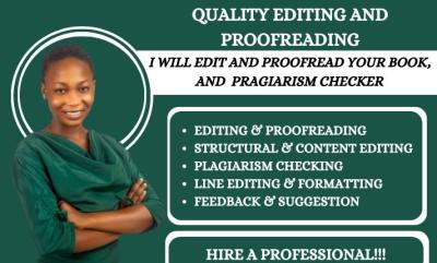 I Will Provide Comprehensive Book Proofreading, Line Editing, Book Editing, and Formatting Services
