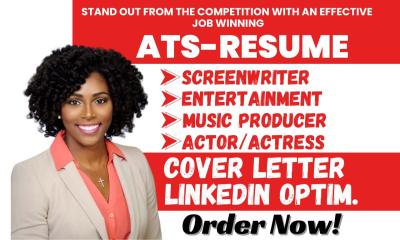 I Will Craft ATS-Friendly Actor, Actress, Screenwriter, Music, Film Producer, and Entertainment Resumes
