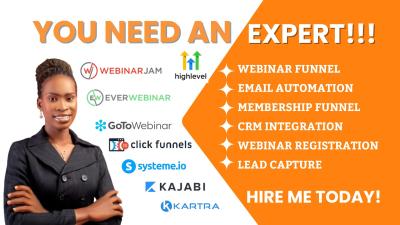 I Will Automate Your WebinarJam and EverWebinar Membership Funnel on GHL or ClickFunnels