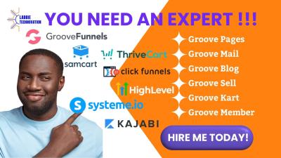 I Will Create Groove, ThriveCart, SamCart Landing Pages, Groove Funnels, and GHL Sales Funnels