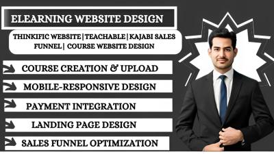 I Will Set Up a Kajabi Website and Sales Funnel, Teachable, Thinkific Online Course Website