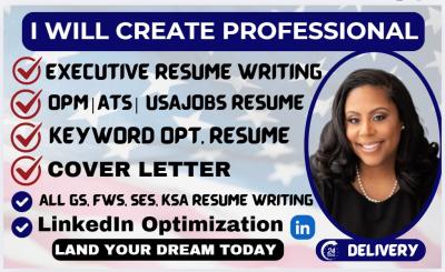 I Will Write Executive Resume, Federal Resume, Government Resume, Executive Resume Writing