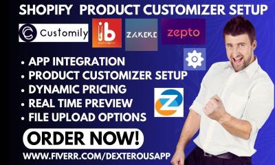 Setup Shopify Product Customizer: Zepto, Customify, Zakeke, Inkbay, Customily Apps