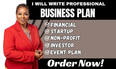 I Will Create a Top-Notch Business Plan for Your Startup Financial Nonprofit Investor Event
