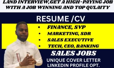 I will write ATS sales resume, SDR and marketing resume, accounting tech sales resume