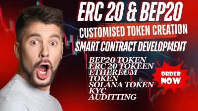 I will customize token creation, ERC20, BEP20, SUI, Solana smart contract development