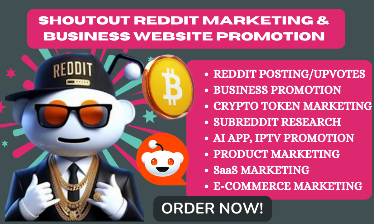 I will do Reddit post for crypto, eCommerce SaaS, blog AI app marketing, website manager