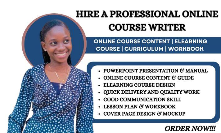 I Will Create Ebook, Online Course Content, Curriculum, Course Creation, Lesson Plan