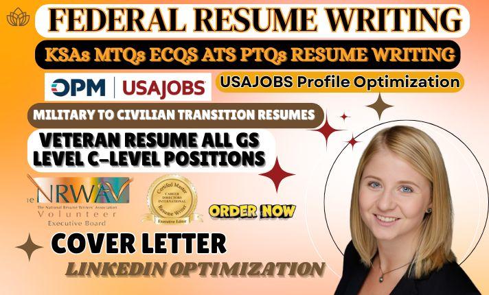 I will write federal resume writing ATS resume writing executive resume, cover letter