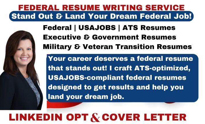 I will do federal resume writing, executive resume, ATS resume writing for USAJOBS