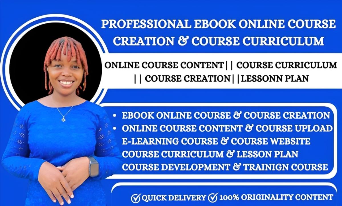 I Will Create Ebook, Online Course Content, Course Creation, and Lesson Plans