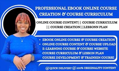I Will Create Ebook, Online Course Content, Course Creation, and Lesson Plans