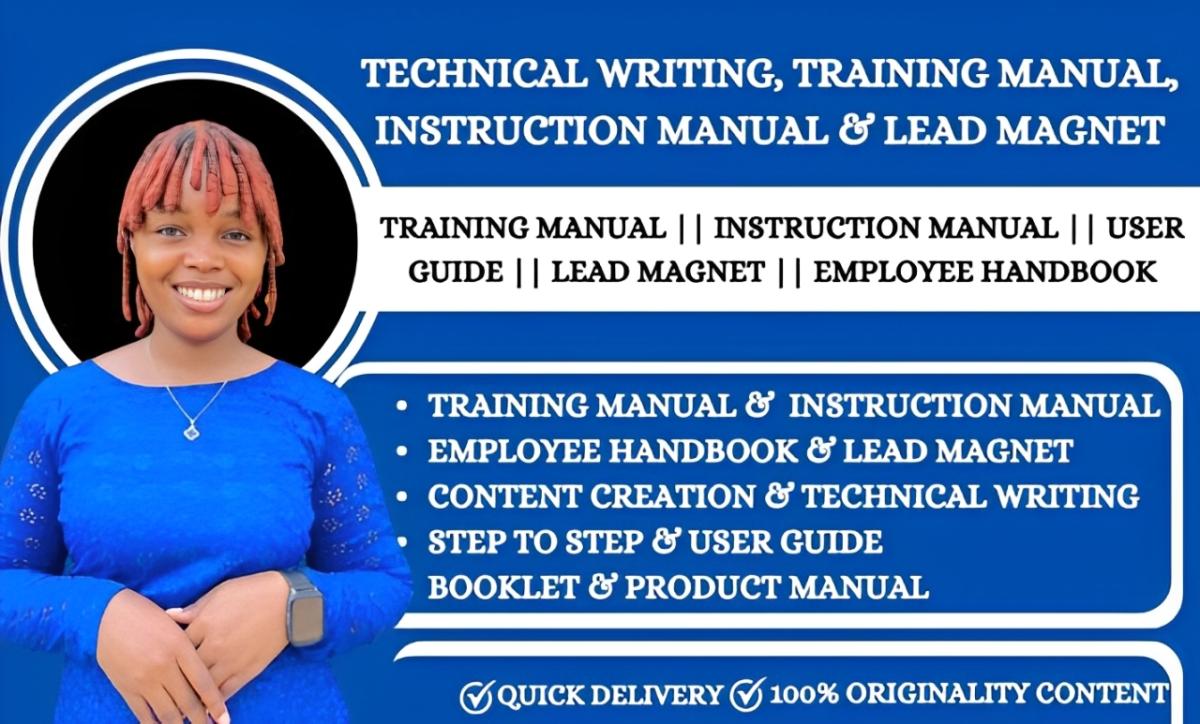 I will create training manual, instruction manual, user manual, employee handbook, PPT