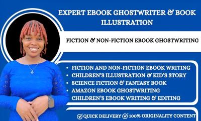 I will ghostwrite fiction ebook, children ebook, kids story ghost book writer