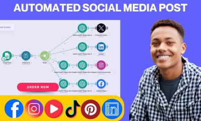 I will AI Automated Instagram Reels, Facebook, LinkedIn, Twitter Posts with Make n8n LLM