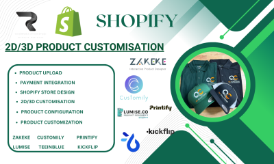 I will setup Zakeke, Kickflip, Lumise, 2D & 3D Product Customization, Customily, Shopify