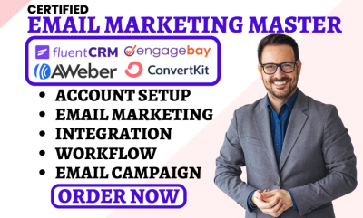 I will setup SendFox, FluentCRM, EngageBay, AWeber, ConvertKit, Mailchimp Email Automation