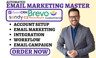 I will setup Fluent CRM, CleverReach, Sendy, Customer.io, Sendinblue, Brevo, Bravo Automation