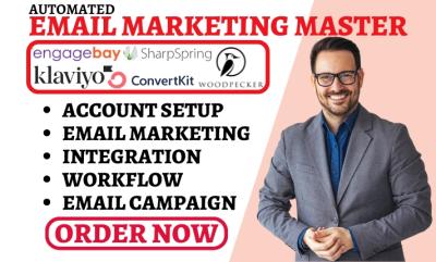 I will setup ZapToMail, EngageBay, SharpSpring, Woodpecker, ConvertKit, Klaviyo Automation