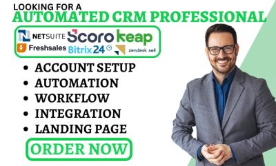 I will setup Netsuite, Scoro, Freshsales, Workflow, Bitrix24, Keap, Zendesk Sell Automation