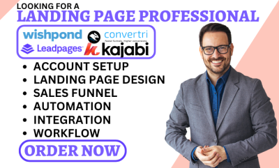 I will design Wishpond, ConvertKit, Leadpages, Sales Funnel, GetResponse, Kajabi Landing Page