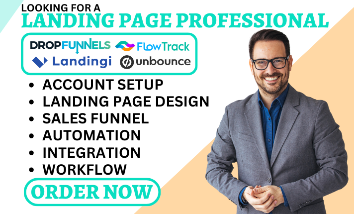 I will design DropFunnels, Landingi, Sales Funnel, Flowtrack, Simvoly, Unbounce Landing Page